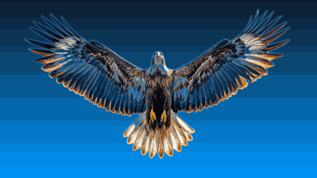 Animated eagle graphic showing interocular 3D depth via layered parallax and stereo pulse